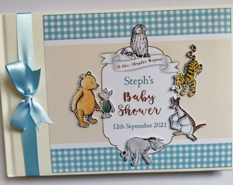 Personalised Classic Winnie the Pooh Boy Baby Shower guest book, classic winnie the pooh scrapbook, baby shower gift - any design