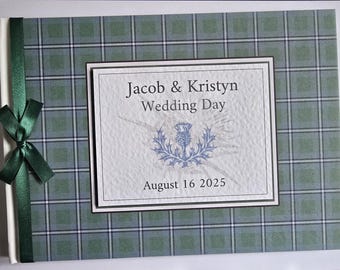 Personalised Scottish Irvine ancient tartan Wedding guest book, scottish retirement guest book, scottish tartan album - any colour