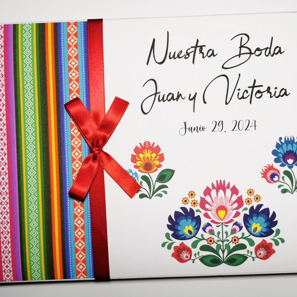 Personalised Mexican fiesta wedding guest book, mexican serape party guest book, mexican fiesta gift, keepsake