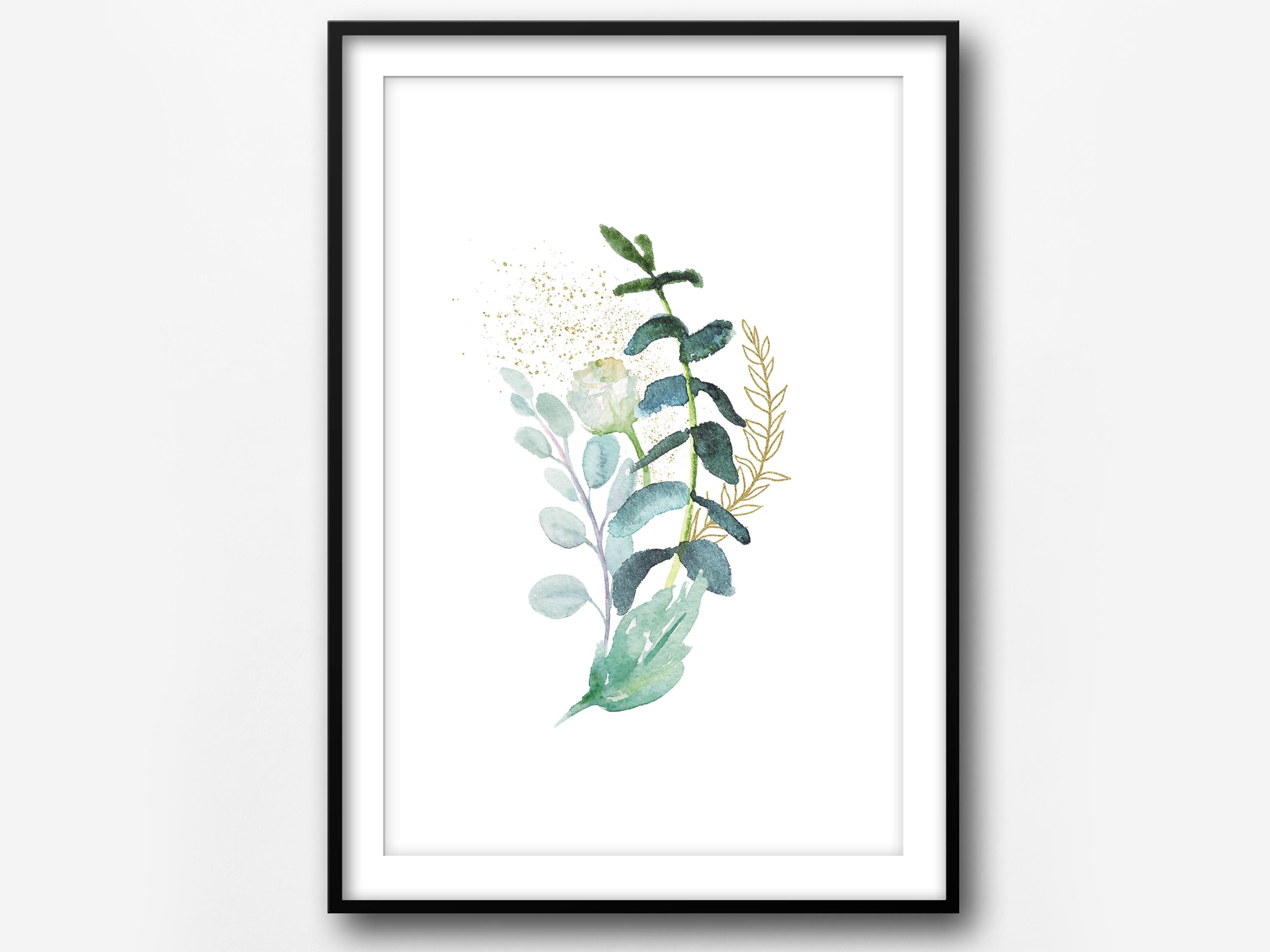 Watercolour Eucalyptus Wall Art Prints Blue and Gold Etsy Australia