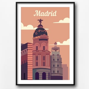 Madrid Vintage travel poster, Spain retro travel poster, Madrid travel print, home decor, travel wall print, gift