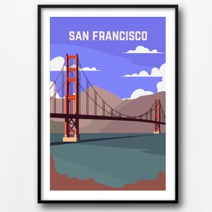 San Francisco Vintage travel poster, retro travel poster, San Francisco travel print, home decor, travel wall print, gift