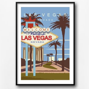Affiche de voyage Las Vegas, affiche de voyage rétro, impression de voyage vintage Las Vegas, décor à la maison, impression murale de voyage, cadeau