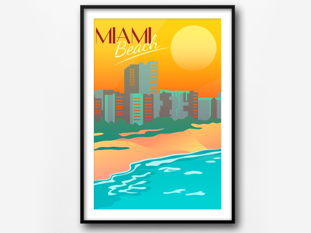 Miami Beach Travel Poster, Miami Beach Retro Poster, Miami Beach Retro