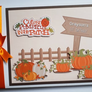 Personalised Pumpkin Patch birthday guest book, halloween guest book, harvest guest book - any design