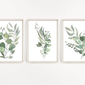 Impressions murales de verdure, art mural botanique, décoration murale de feuilles d'eucalyptus, oeuvre de verdure, impression de plantes, cadeau d'amant de plante