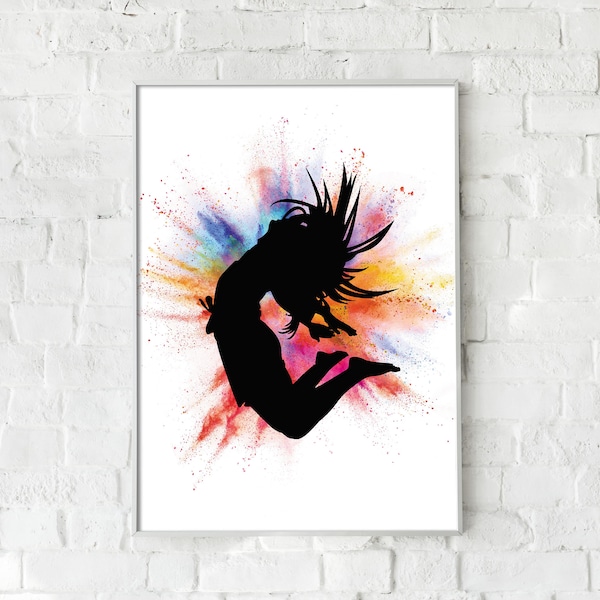 Contemporary dance print, Modern dance print, Abstract female dancer silhouette, extreme dance poster, Girl's room decor