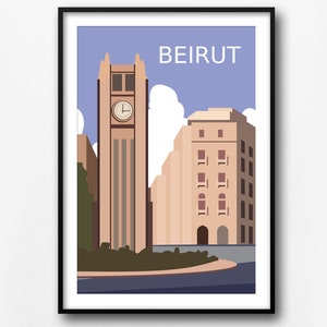 Beirut Reise Poster, Beirut Retro Stadt Poster, Libanon Reise Druck, Wohnkultur, Beirut Reise Wand Kunst, Geschenk