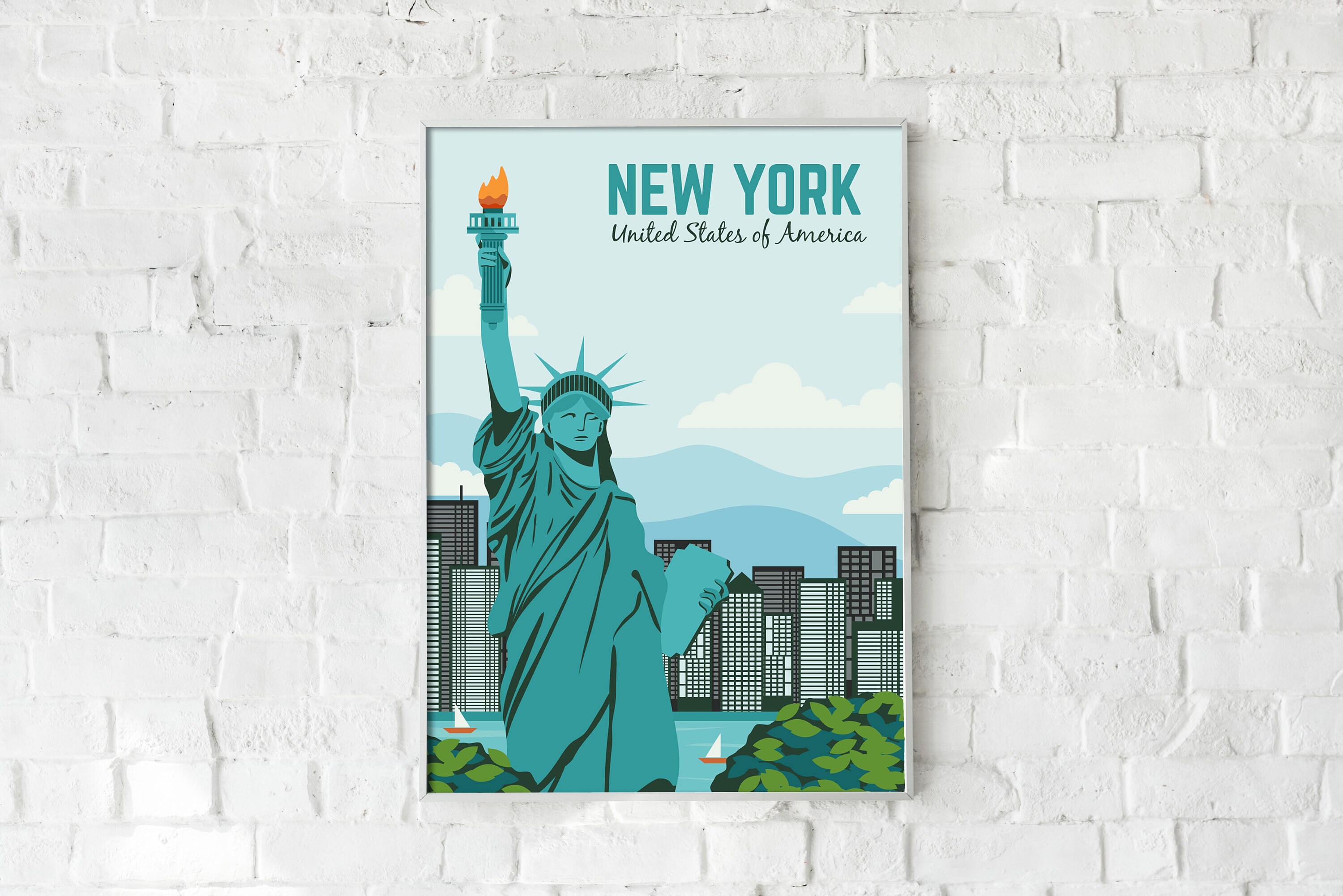 New York travel poster New York retro city poster USA travel | Etsy
