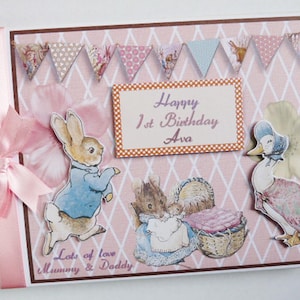Peter Rabbit girl&#39;s birthday guest book, Pink Peter Rabbit Baby Shower Guest Book, Sign in Book, Peter Rabbit Album, Peter Rabbit party