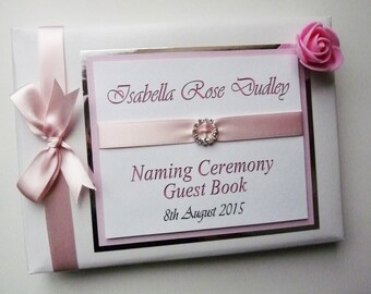 Personalised Holy Communion/Christening Guest Book Pink/Blue/Silver Glitter Personalised Holy Communion/Christening Guest Book Pink/Blue/Silver Glitter