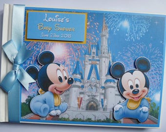 Personalised baby Mickey birthday Guest Book,  Disney baby Mickey Baby Shower guest book, mickey sign in book, mickey album