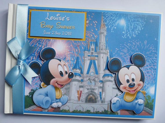 Personalised baby Mickey birthday Guest Book,  Disney baby Mickey Baby Shower guest book, mickey sign in book, mickey album