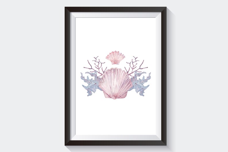 Seashells wall prints Bathroom wall decor Sea life Etsy