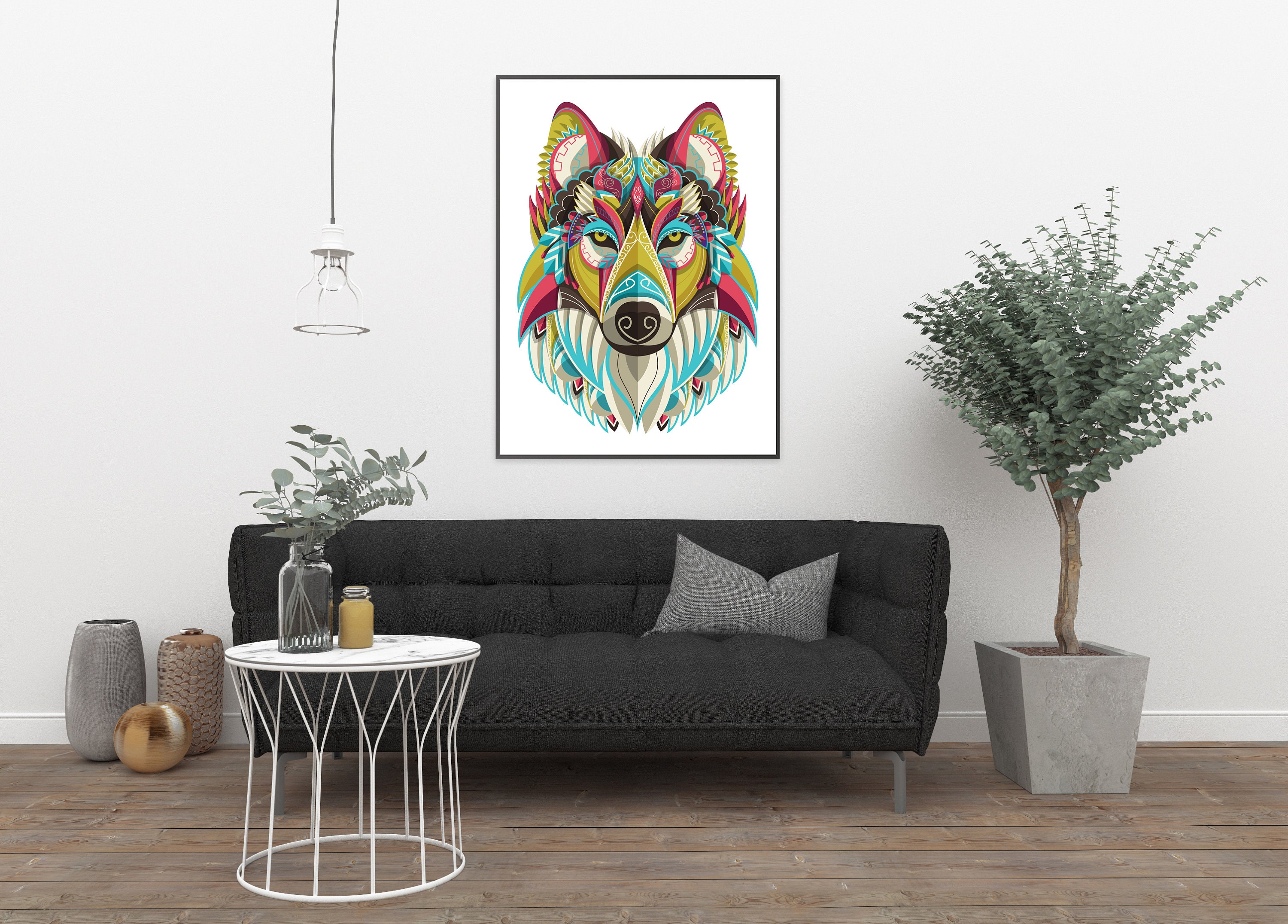 Wolf Abstract Print Mandala Wolf Wall Decor Wolf Wall Art - Etsy UK