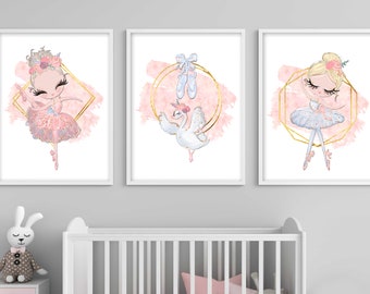 Ballerina nursery prints, Blonde Ballerina nursery wall decor, Ballerina nursery wall art, Girl's room decor, Girl's room wall prints
