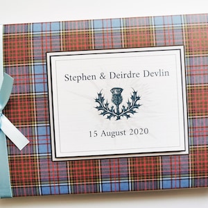 Personalised scottish Anderson Ancient tartan wedding guest book, scottish themed birthday guest book, wedding gift