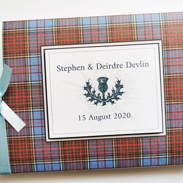 Personalised scottish Anderson Ancient tartan wedding guest book, scottish themed birthday guest book, wedding gift
