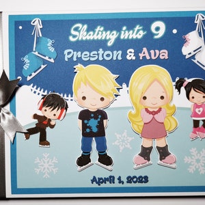 Eislaufen Geburtstags-Gästebuch, Eiskunstläufer, Schlittschuh Geburtstag, Mädchen Eiskunstlauf, Junge Eiskunstlauf, Schlittschuh-Party