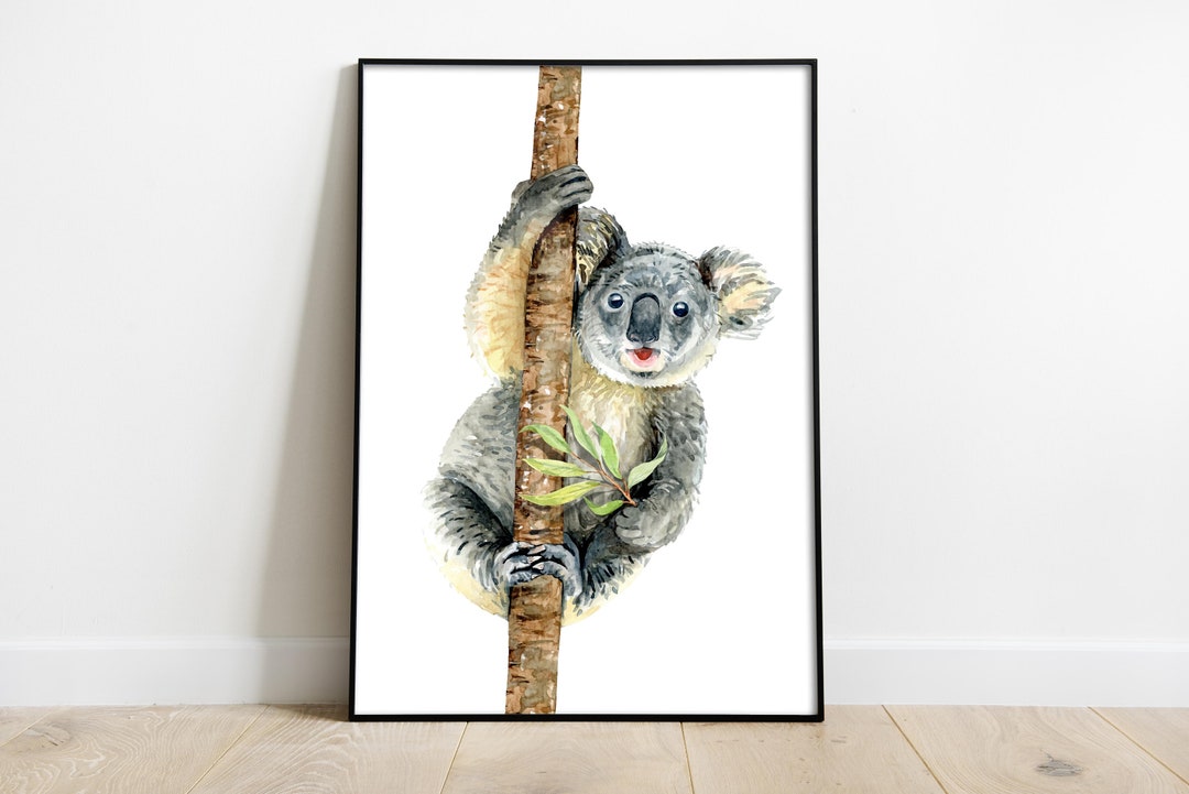 Koala Wall Print, Koala Poster, Animals Wall Art, Watercolour Koala