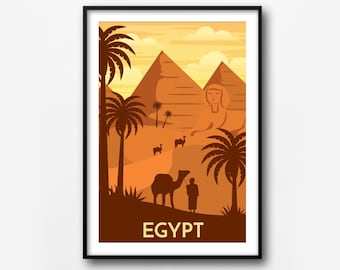 Poster de voyage en Egypte : impression d'art ville rétro