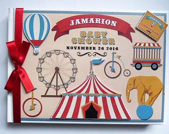 Personalized Vintage Circus Guest Book, Baby Shower Album