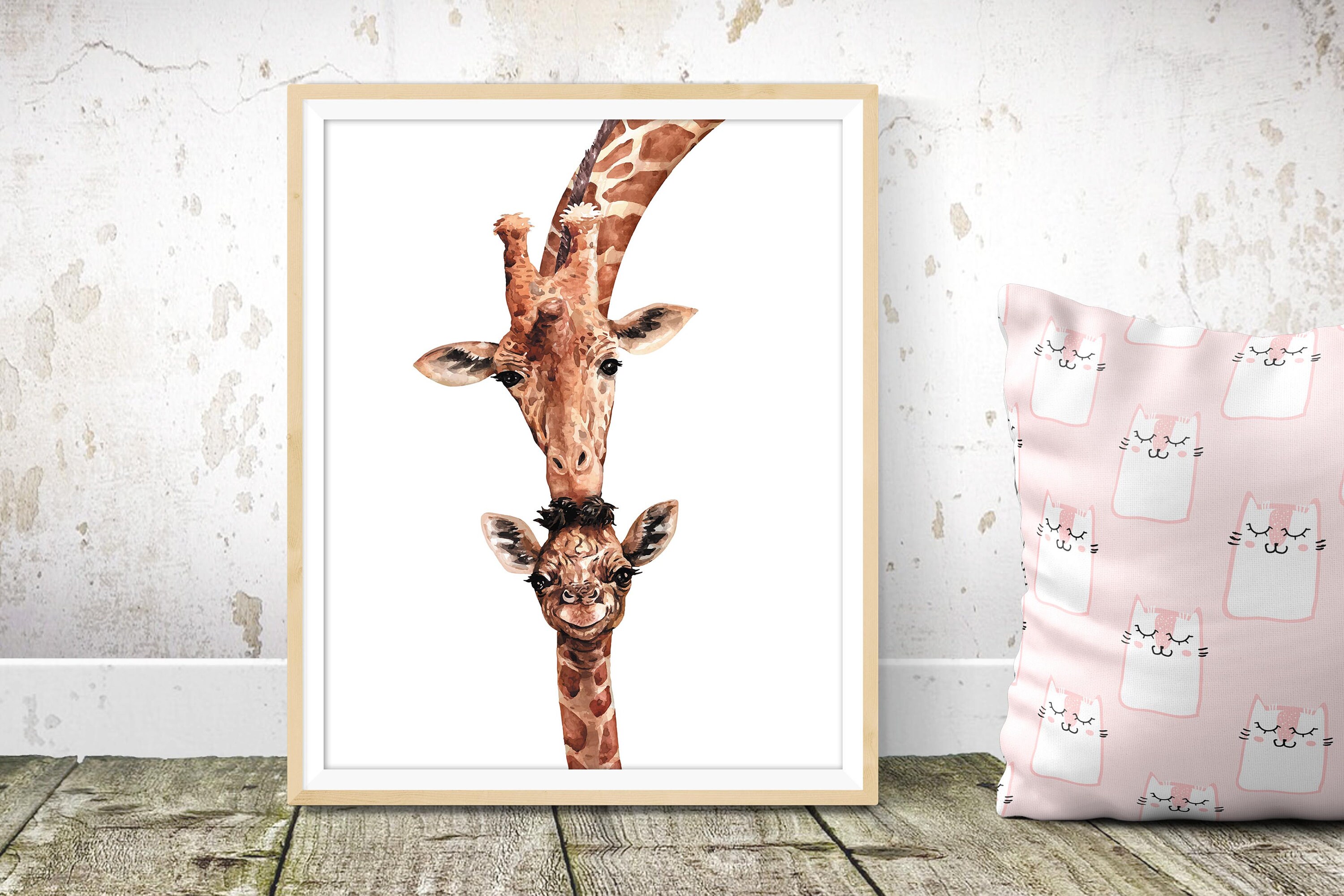 Giraffes wall print Baby giraffe print Mum and a baby Etsy