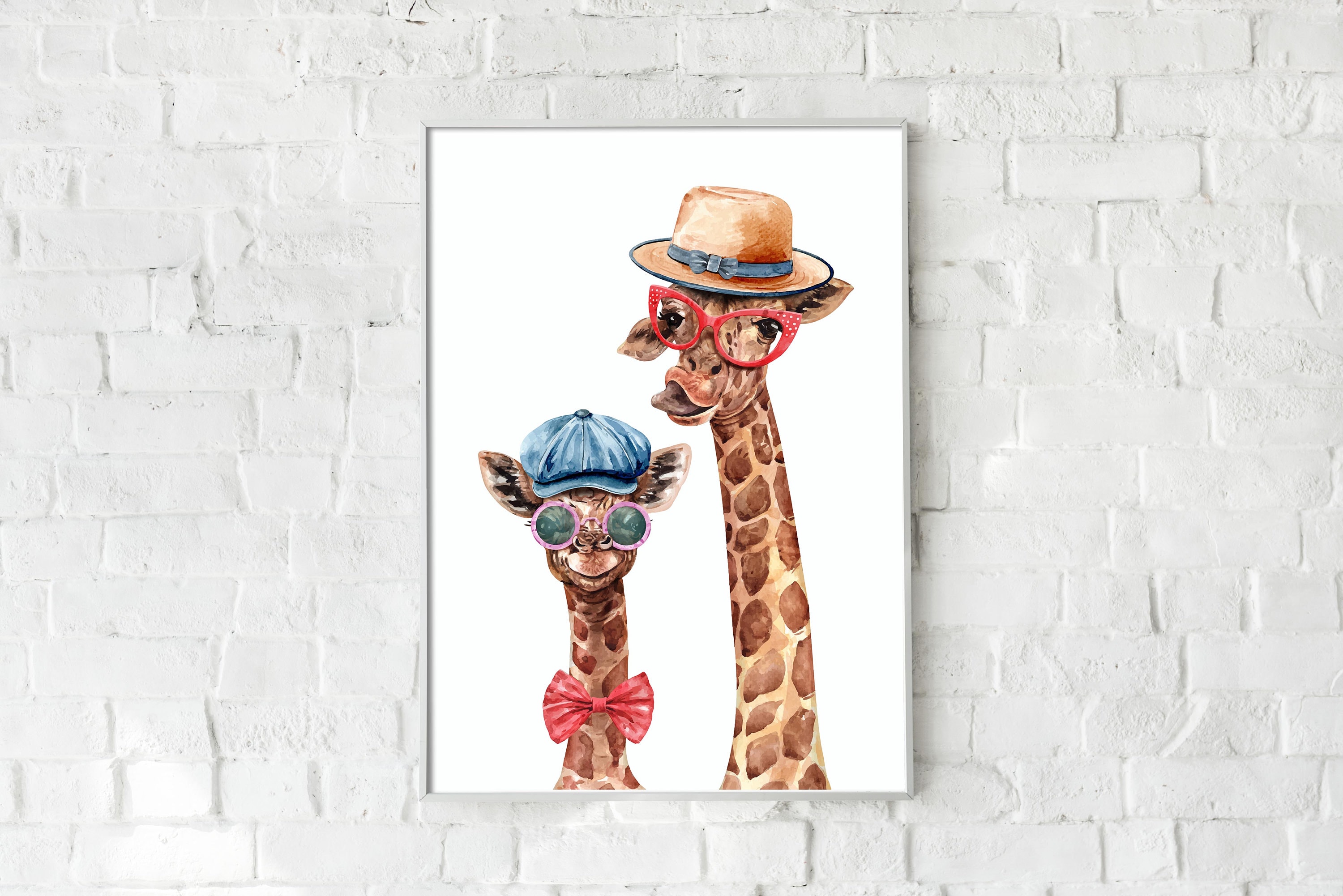 Giraffes Wall Print Funky Giraffes Poster Animals Wall Art Etsy UK