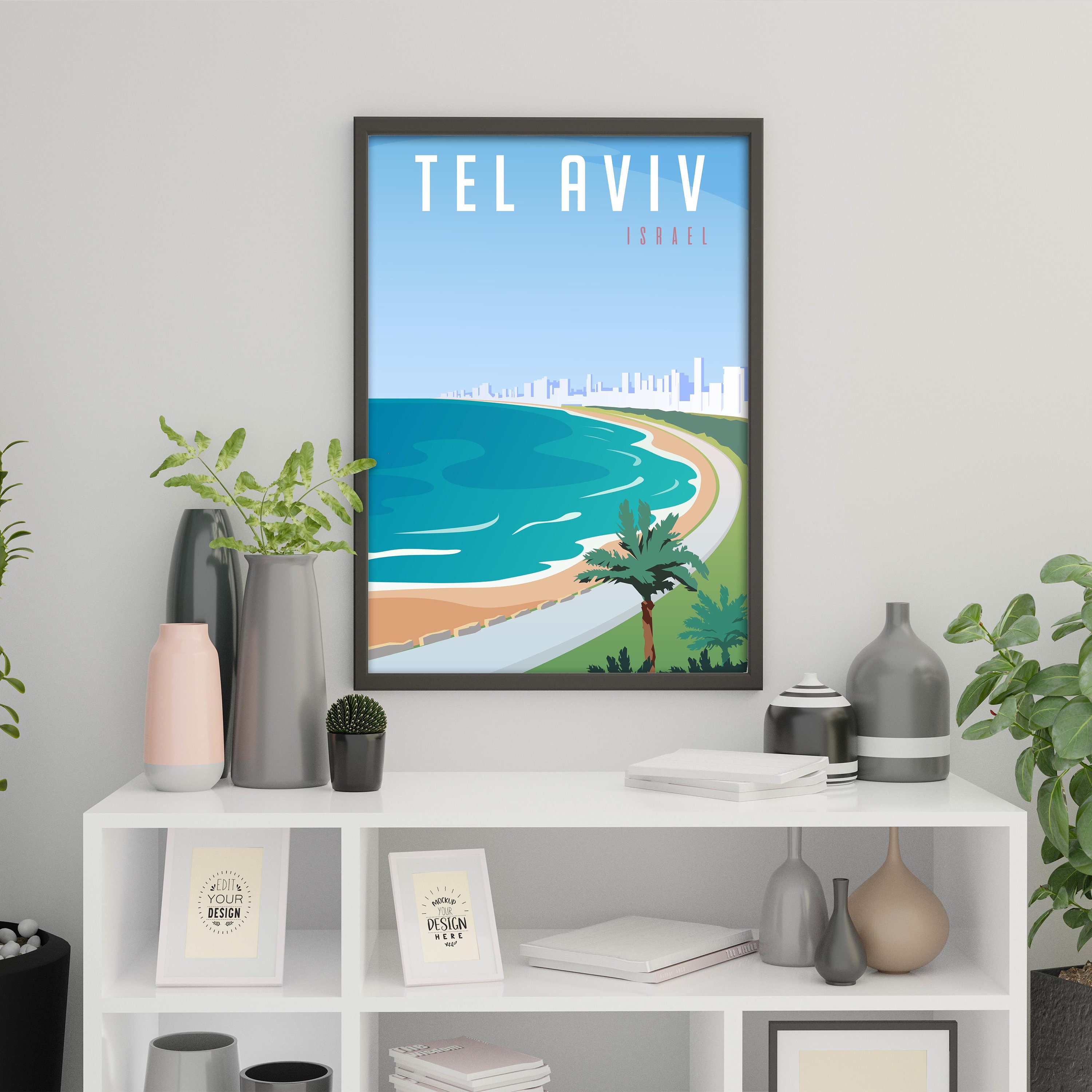 Tel Aviv Travel Poster Tel Aviv Retro City Poster Israel | Etsy