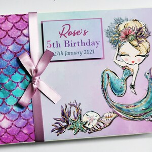 Personalised Mermaid Birthday guest book, Blond Mermaid scrapbook, Mermaid sign in book, Mermaid album, gift for girl