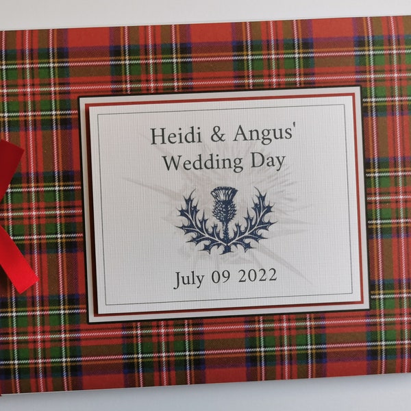 Personalised Scottish Royal Stewart tartan Wedding guest book, scottish retirement guest book, scottish tartan album - any colour