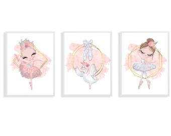 Ballerina wall prints, Ballerina nursery wall decor, Ballerina nursery wall art, Girls's room decor, gift for girl