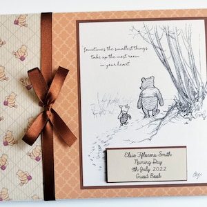 Personalised Classic Winnie the Pooh Baby Shower guest book, winnie unisex baby shower guest book, naming day, birthday guest book