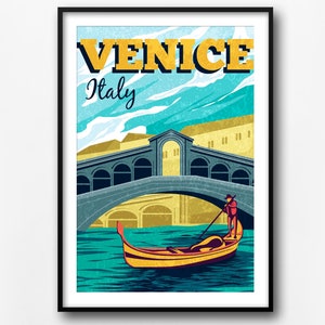 Venice travel poster, Venice retro city poster, Italy travel print, home decor, Venice wall print, gift for Italy lover