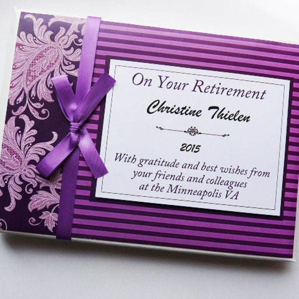Personalised Plum Purple Retirement guest book / purple retirement sign in book / retirement album - any colour