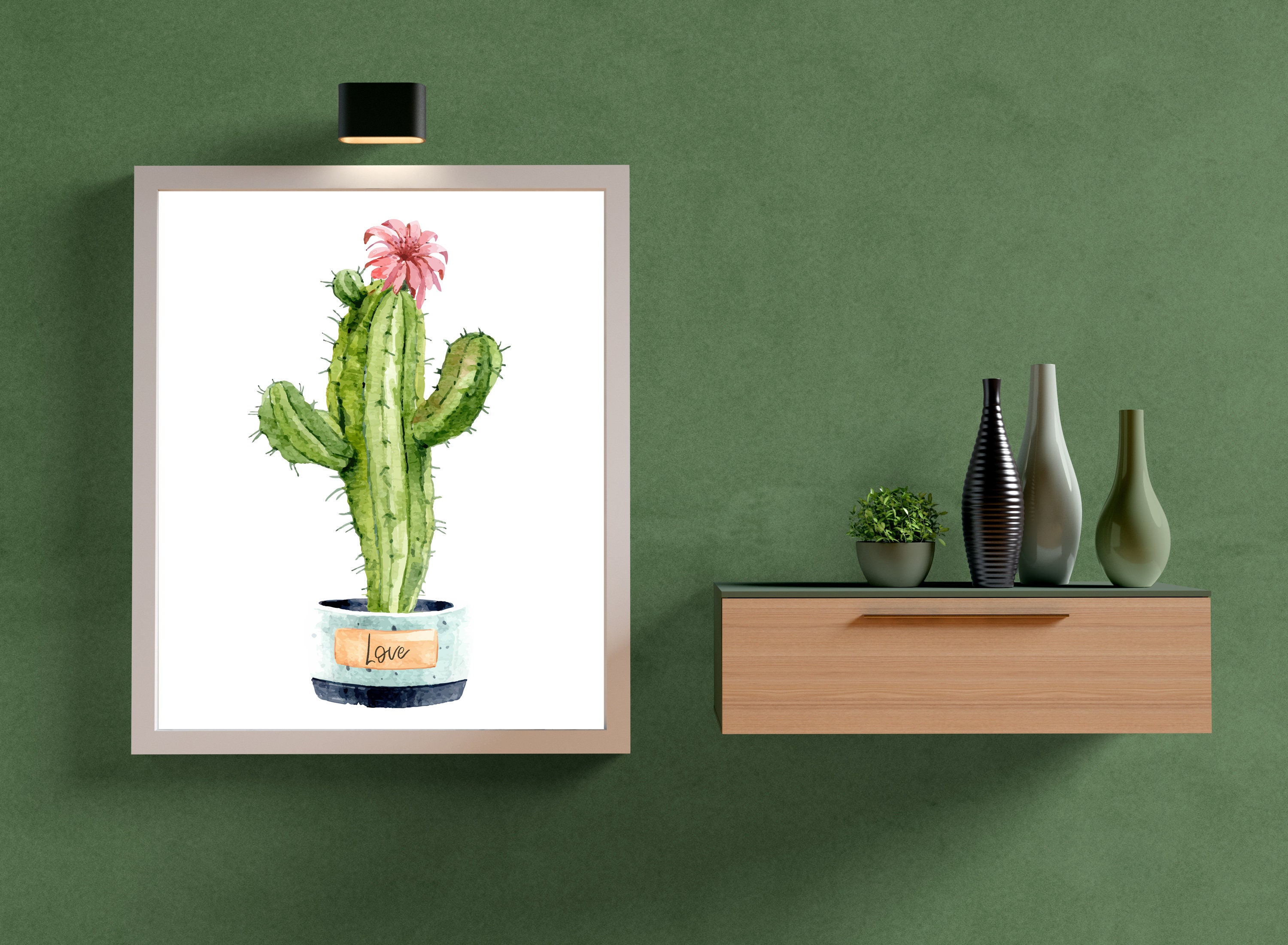 Cactus Wall Prints Cactus Watercolour Wall Art Print Cactus Etsy UK