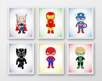 Superhero Nursery Prints, Superhero Wall Art, Superhero prints, Nursery superhero decor, Superhero kids room decor 2