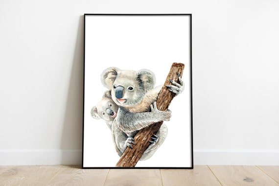 Watercolor Koala Print: Mum and Baby Koala Wall Art
