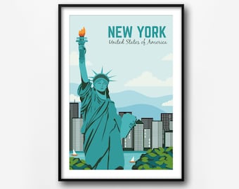 New York Reiseposter: Retro City Kunstdruck