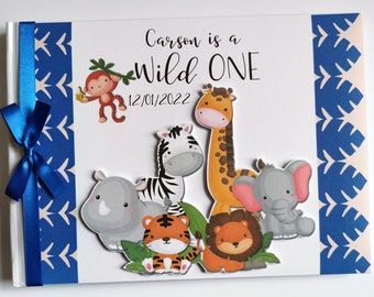 Personalized Safari Birthday Guest Book: Wild One Theme