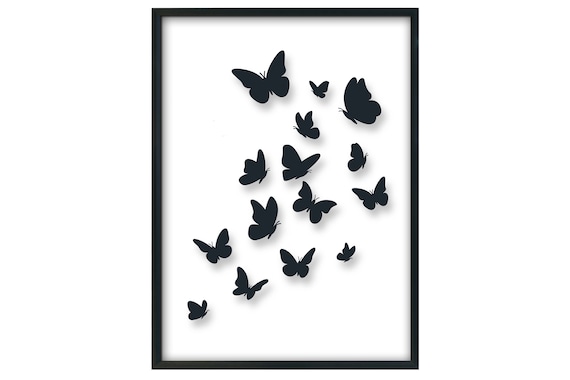 Butterflies Wall Prints Butterflies Wall Art Black and White Butterfly Print Butterfly Wall Art Living Room Decor Etsy