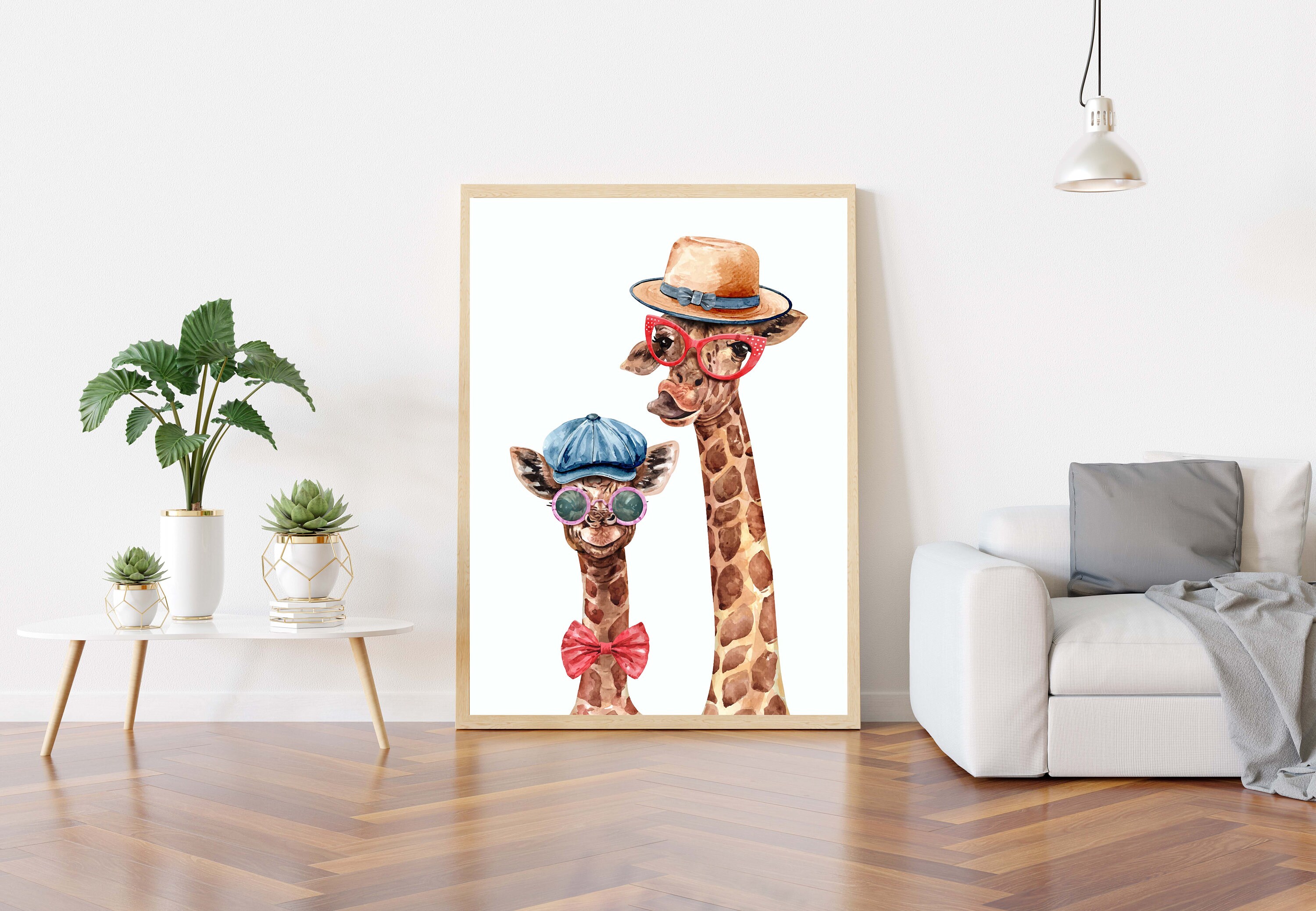 Giraffes Wall Print Funky Giraffes Poster Animals Wall Art Etsy UK