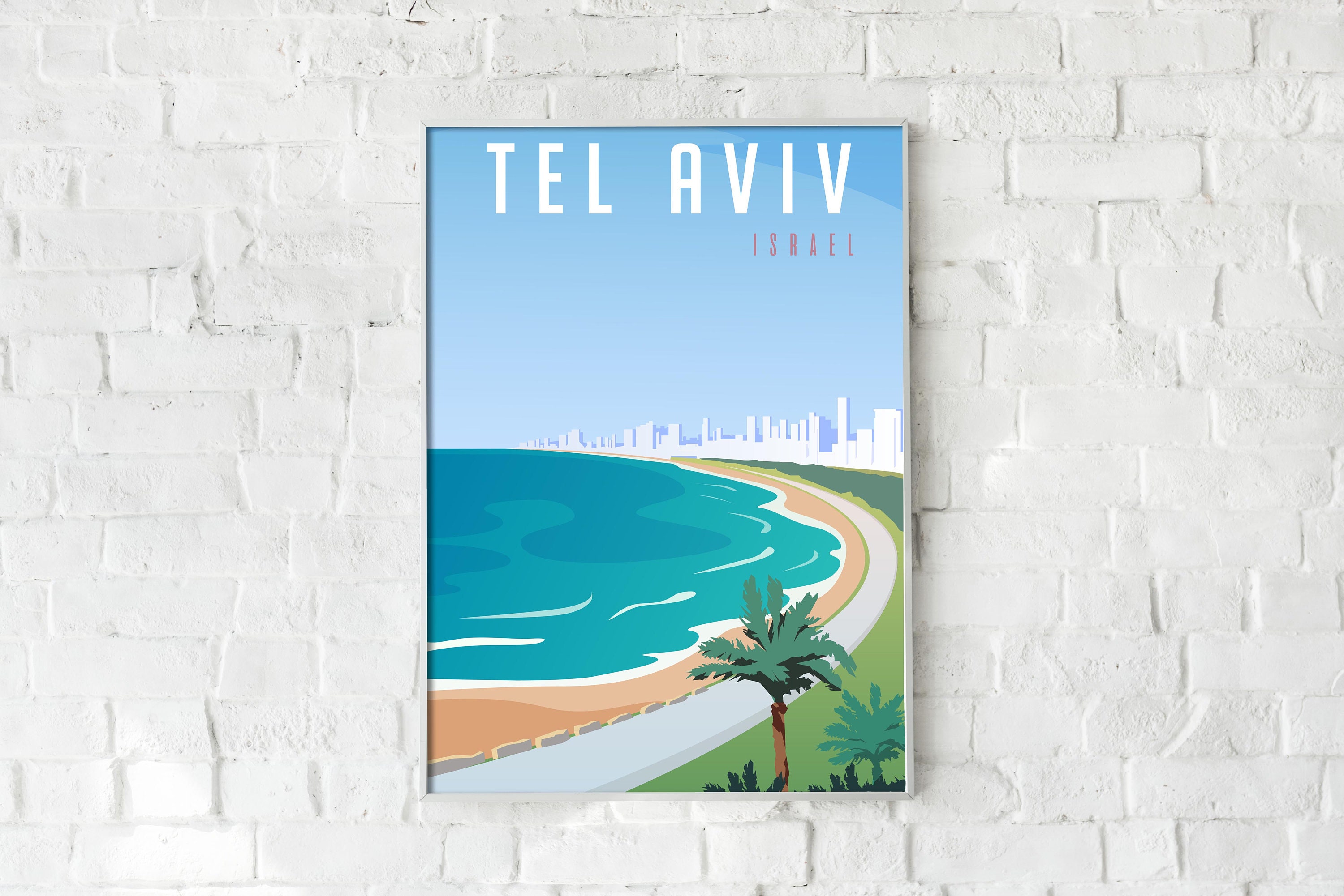 Tel Aviv Travel Poster Tel Aviv Retro City Poster Israel | Etsy