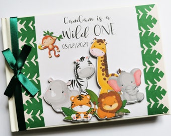 Personalised Safari birthday guest book, Safari Wild one Birthday guest book, Safari birthday album, gift for a boy, safari birthday gift