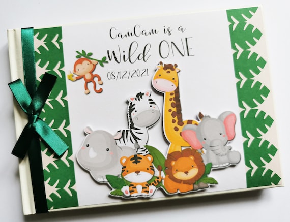 Personalised Safari birthday guest book, Safari Wild one Birthday guest book, Safari birthday album, gift for a boy, safari birthday gift