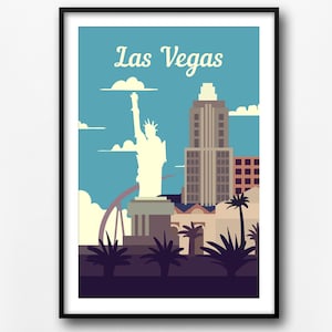 Las Vegas travel poster, retro travel poster, Las Vegas vintage travel print, home decor, USA travel wall print, gift