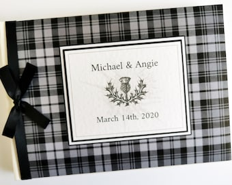 Personalized Tartan Wedding Guest Book: Scottish Black & Gray