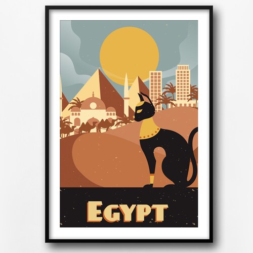 Egypt Travel Print Egypt City Poster Egypt Retro Poster Etsy