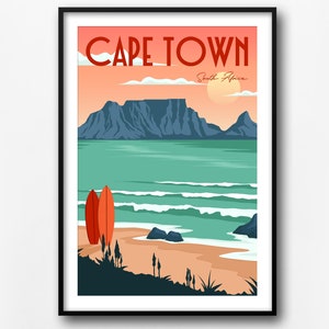 Cape Town Vintage Travel Poster: South Africa Retro Print