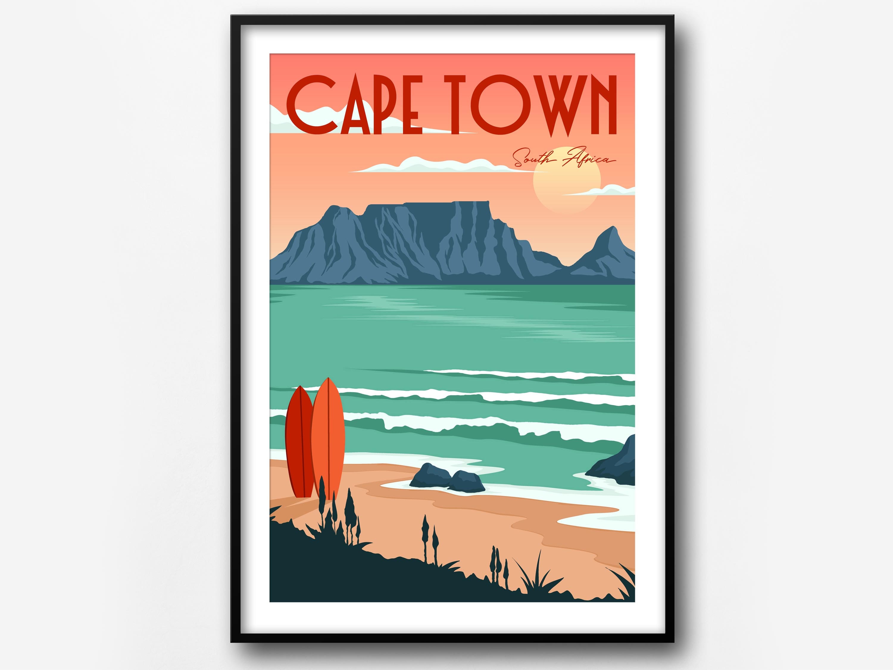 Cape Town Vintage Travel Poster South Africa Retro Travel Etsy